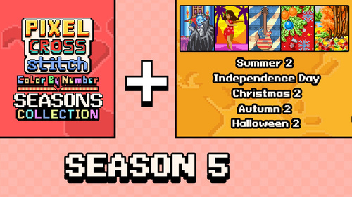 Pixel Cross Stitch Color by Number Seasons Collection Season 5 | Deku Deals