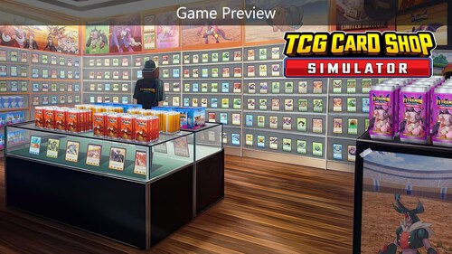 TCG Card Shop Simulator - tampilan antarmuka toko dan pelanggan